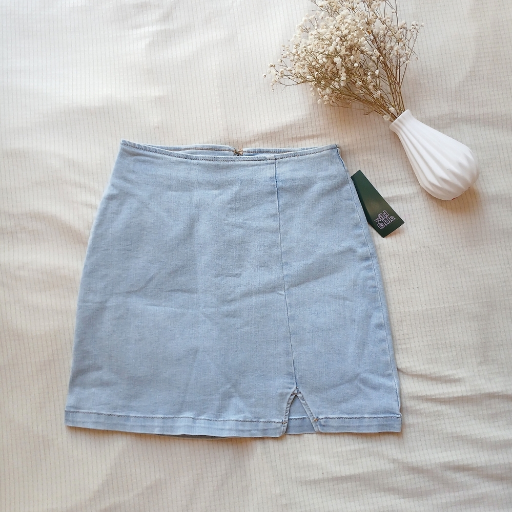 Wild Fable Stretchy Light Wash Denim Mini Skirt